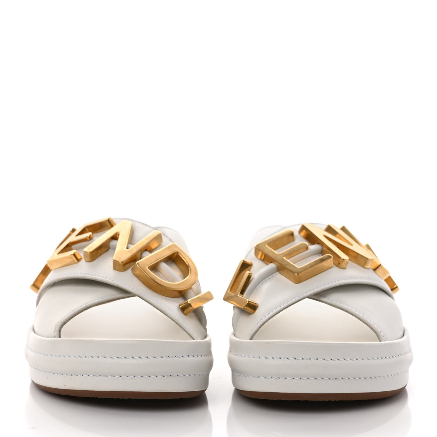 Vitello Womens Fendigraphy Slide Sandals 35 White Ice