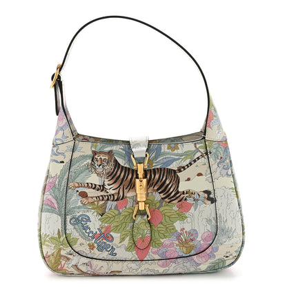 Gucci New Shangai Calfskin Tiger Savanah Small Jackie 1961 Hobo Chalky White Multicolor 1 of 12