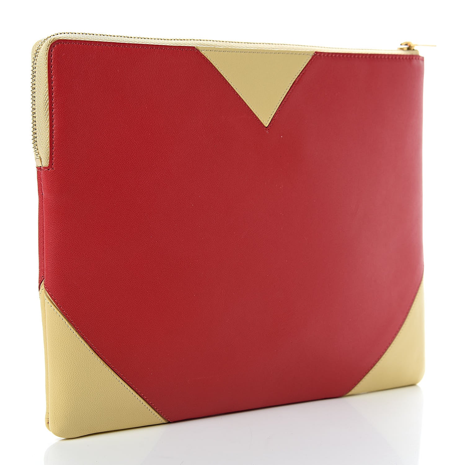 Celine Lambskin Bi-Color Coeur Ipad Clutch Red 3 of 6