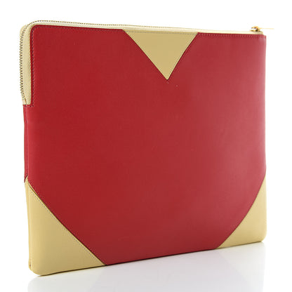 Celine Lambskin Bi-Color Coeur Ipad Clutch Red 3 of 6