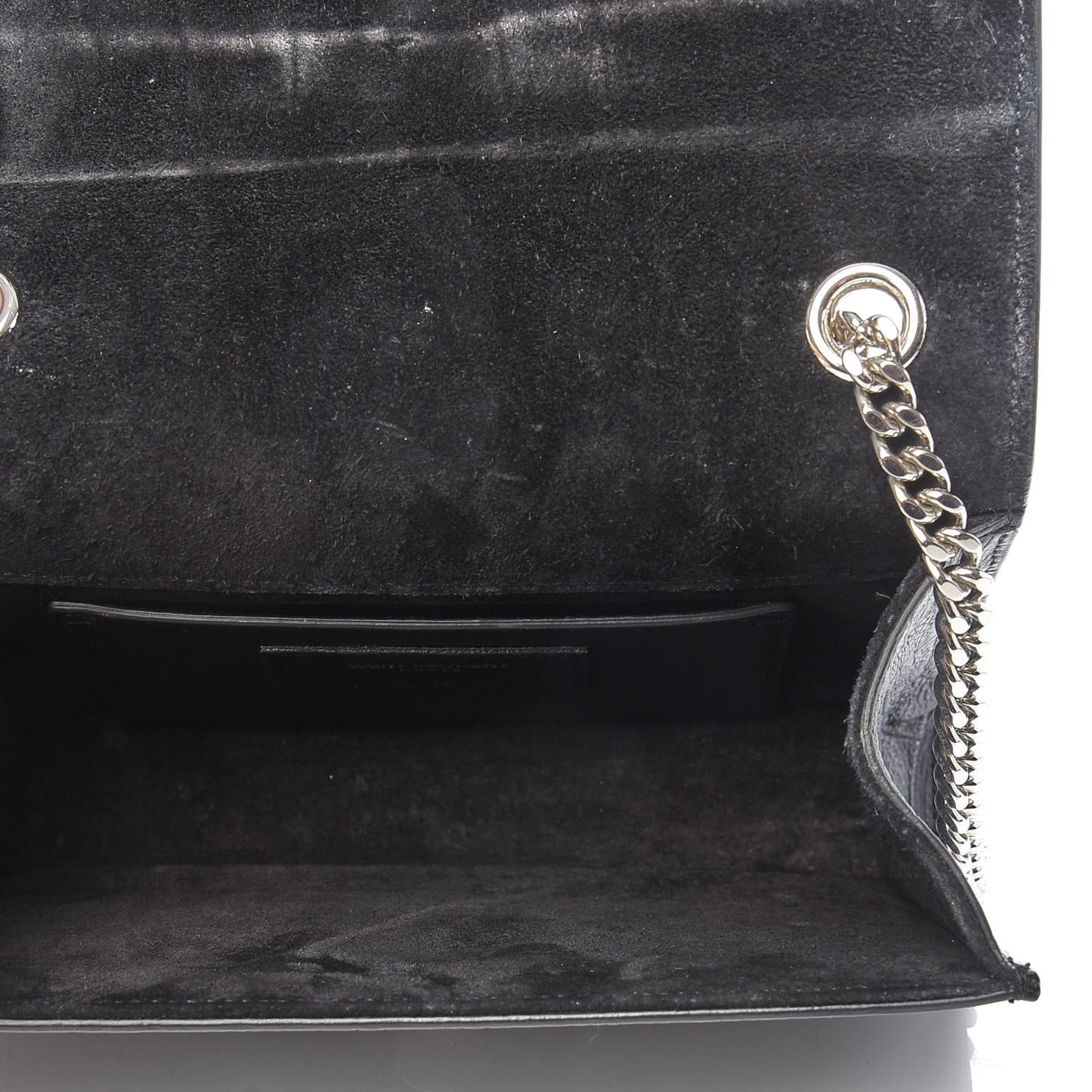 Calfskin Crocodile Embossed Monogram Small Kate Tassel Satchel Black