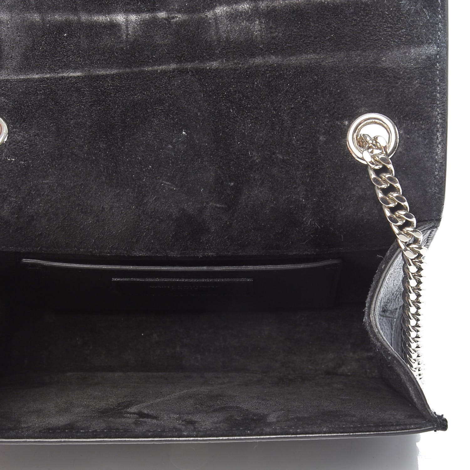 Saint Laurent Calfskin Crocodile Embossed Monogram Small Kate Tassel Satchel Black 4 of 8