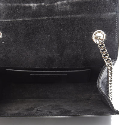 Saint Laurent Calfskin Crocodile Embossed Monogram Small Kate Tassel Satchel Black 4 of 8