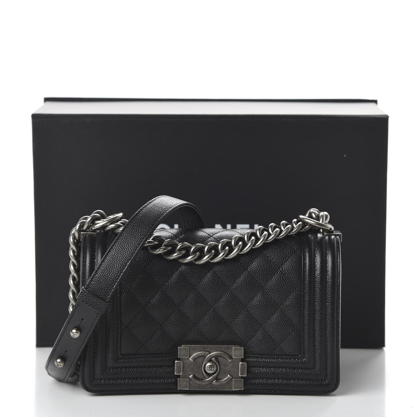 Caviar Quilted Small Boy Flap Black