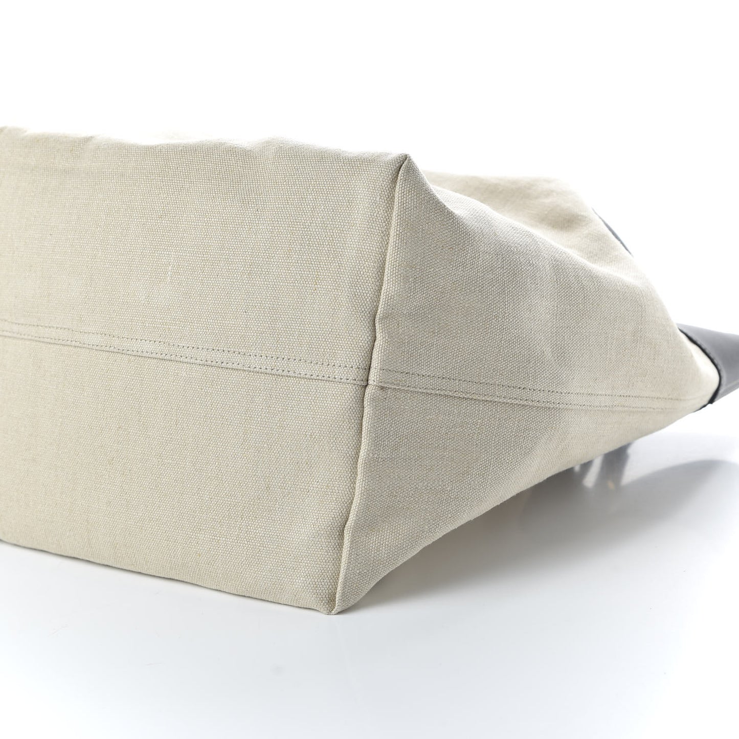 Natural Linen Matte Calfskin Quad Tote Black
