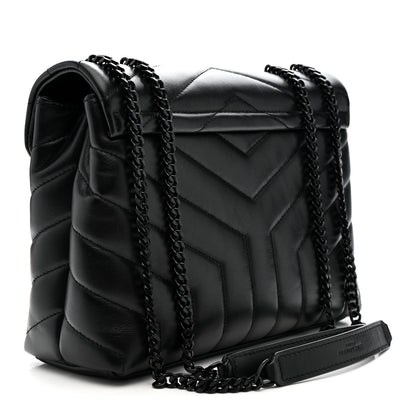 Saint Laurent Calfskin Y Quilted Monogram Monochrome Small Loulou Chain Satchel Black 3 of 13