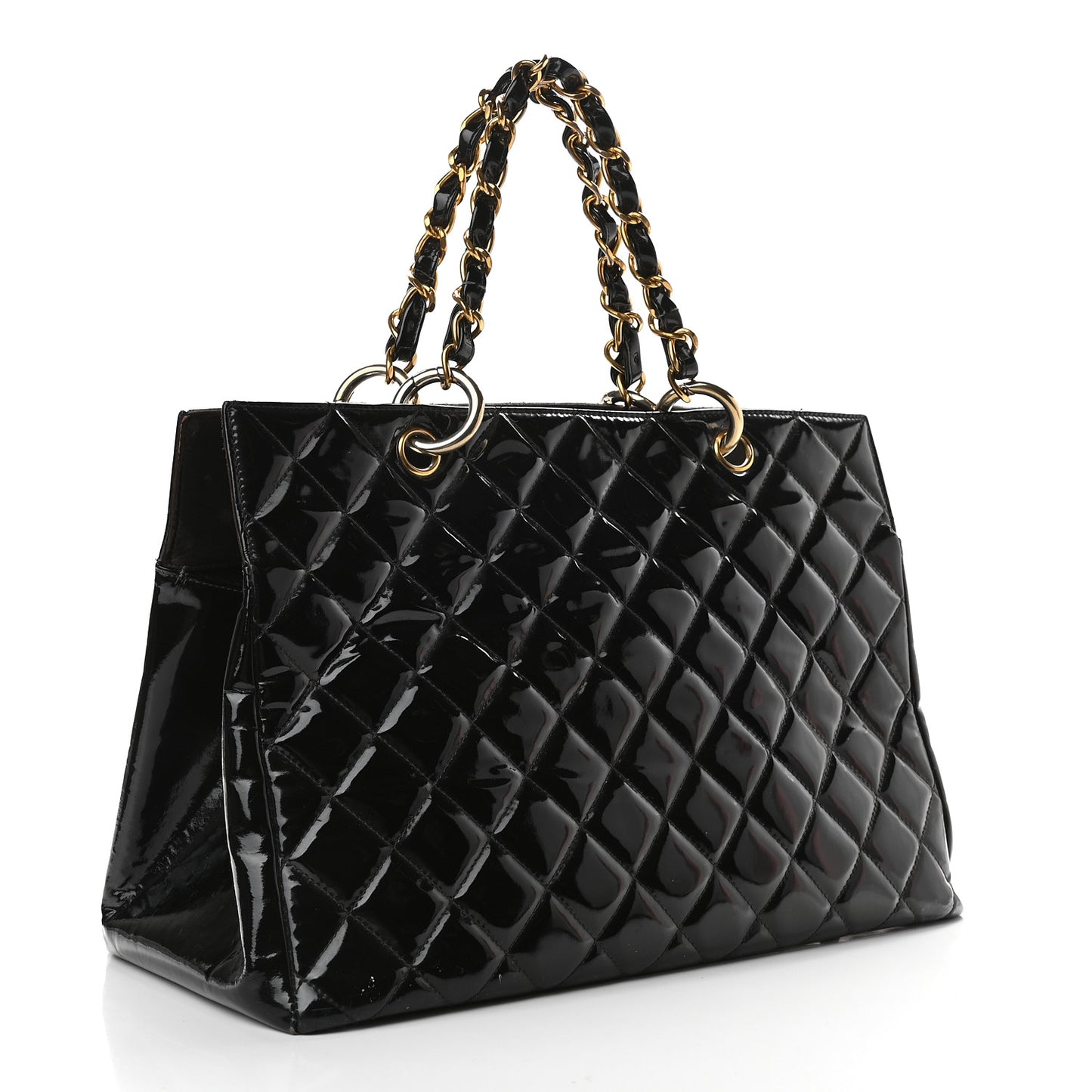 Patent Quilted Grand Shopping Tote GST Black