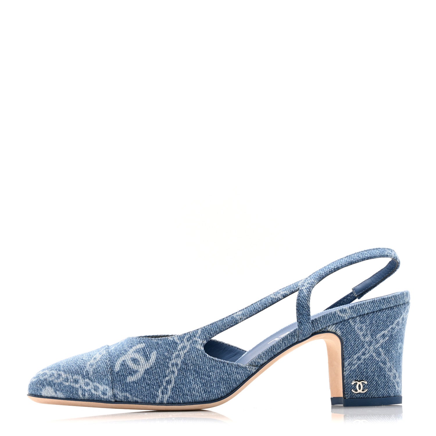 Chanel Denim Cap Toe Denim Slingback Pumps 39 Blue 1 of 10