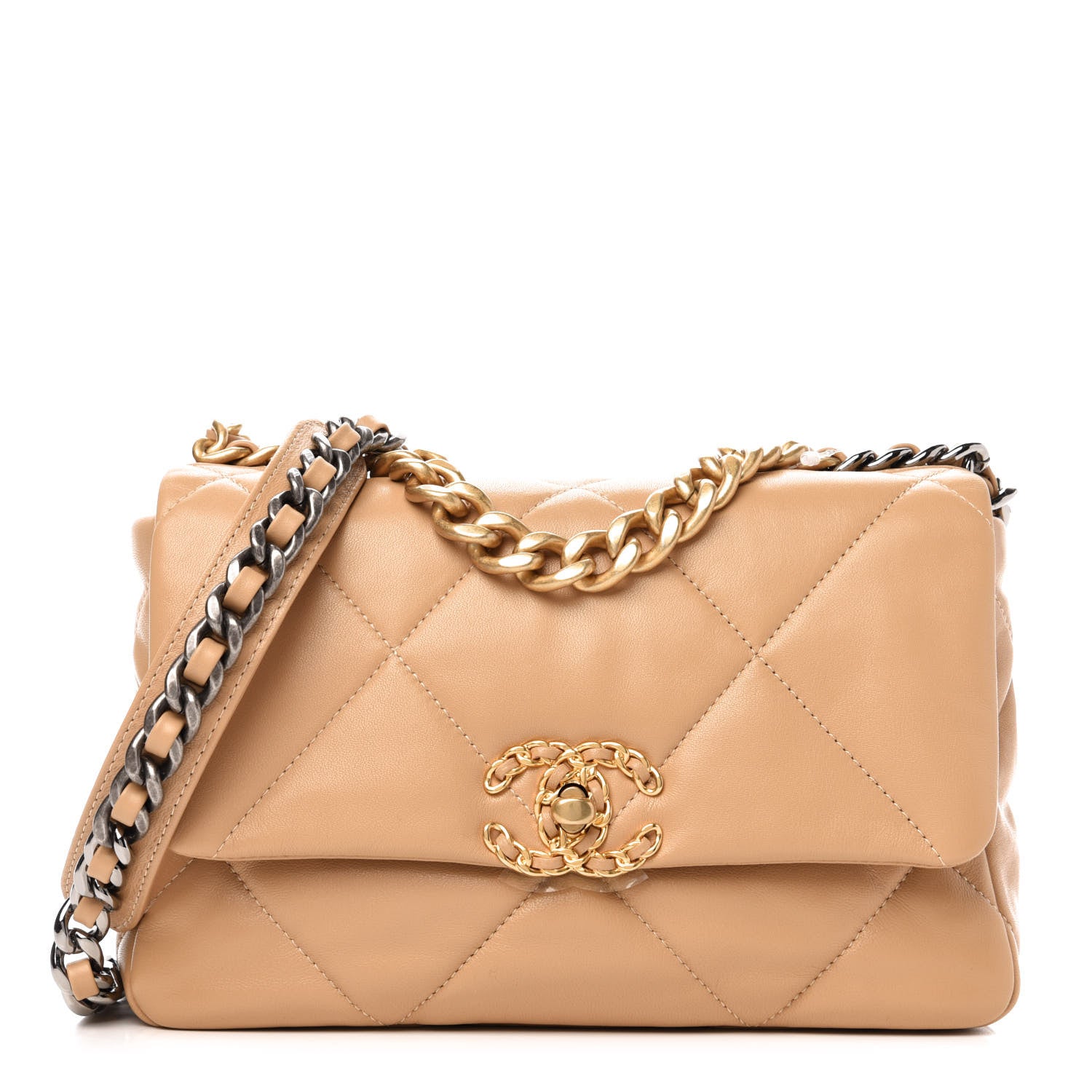 Chanel Lambskin Quilted Medium 19 Flap Dark Beige 1 of 10