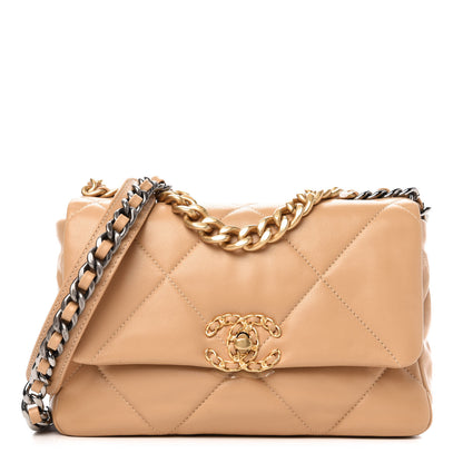 Chanel Lambskin Quilted Medium 19 Flap Dark Beige 1 of 10