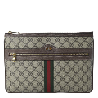 Gucci GG Supreme Monogram Large Ophidia Pouch Clutch Brown 1 of 8