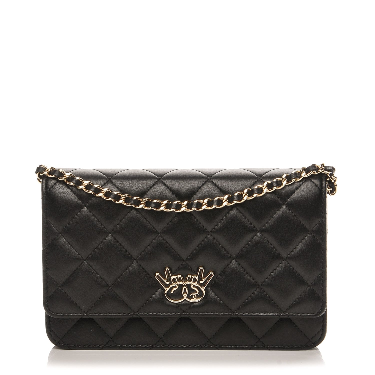 Chanel Lambskin Quilted Emoticon Wallet On Chain WOC Black 1 of 9