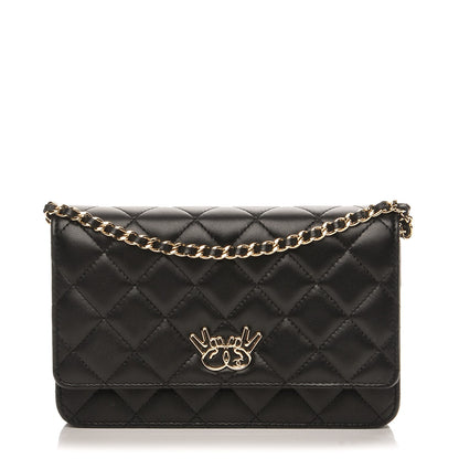 Chanel Lambskin Quilted Emoticon Wallet On Chain WOC Black 1 of 9