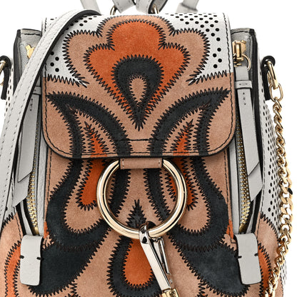 Chloe Calfskin Suede Paisley Patchwork Perforated Mini Faye Backpack Airy Grey 7 of 10