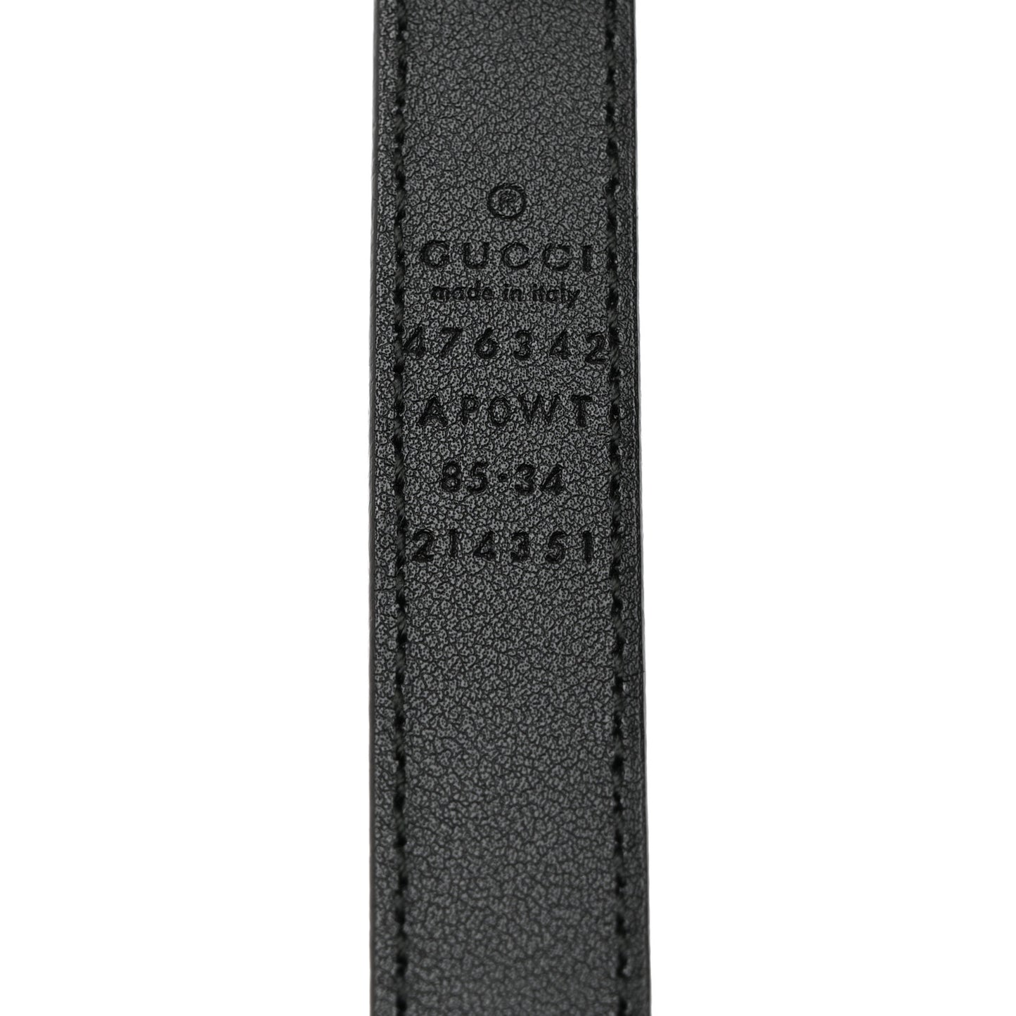 Calfskin Pearl Double G 20mm Belt 85 34 Black Cream