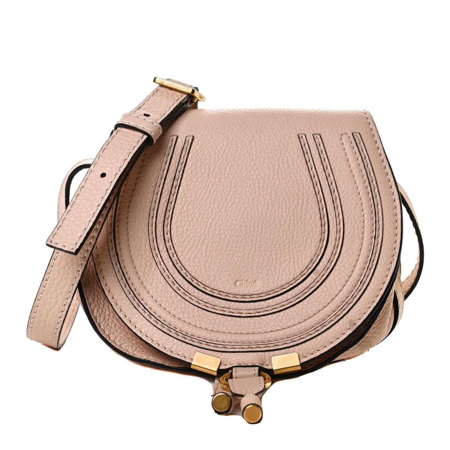 Calfskin Mini Marcie Round Crossbody Bag Blush Nude