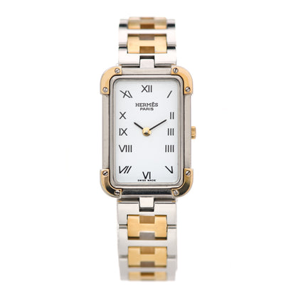 Hermes Stainless Steel 18mm Rectangle Croisiere Quartz Watch Gold 1 of 8