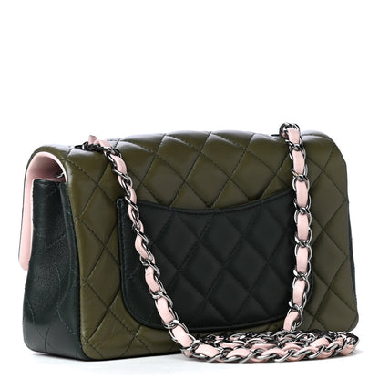 Chanel Lambskin Quilted Tri-Color Mini Rectangular Flap Green Pink 2 of 5