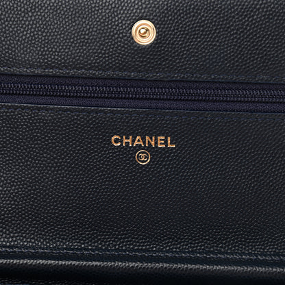 Chanel Caviar Quilted Wallet On Chain WOC Navy Blue 8 of 11