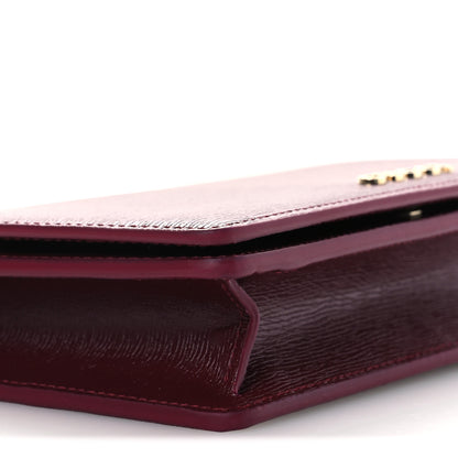 Gucci Textured Calfskin Script Logo Wallet On Chain Rosso Ancora 8 of 9