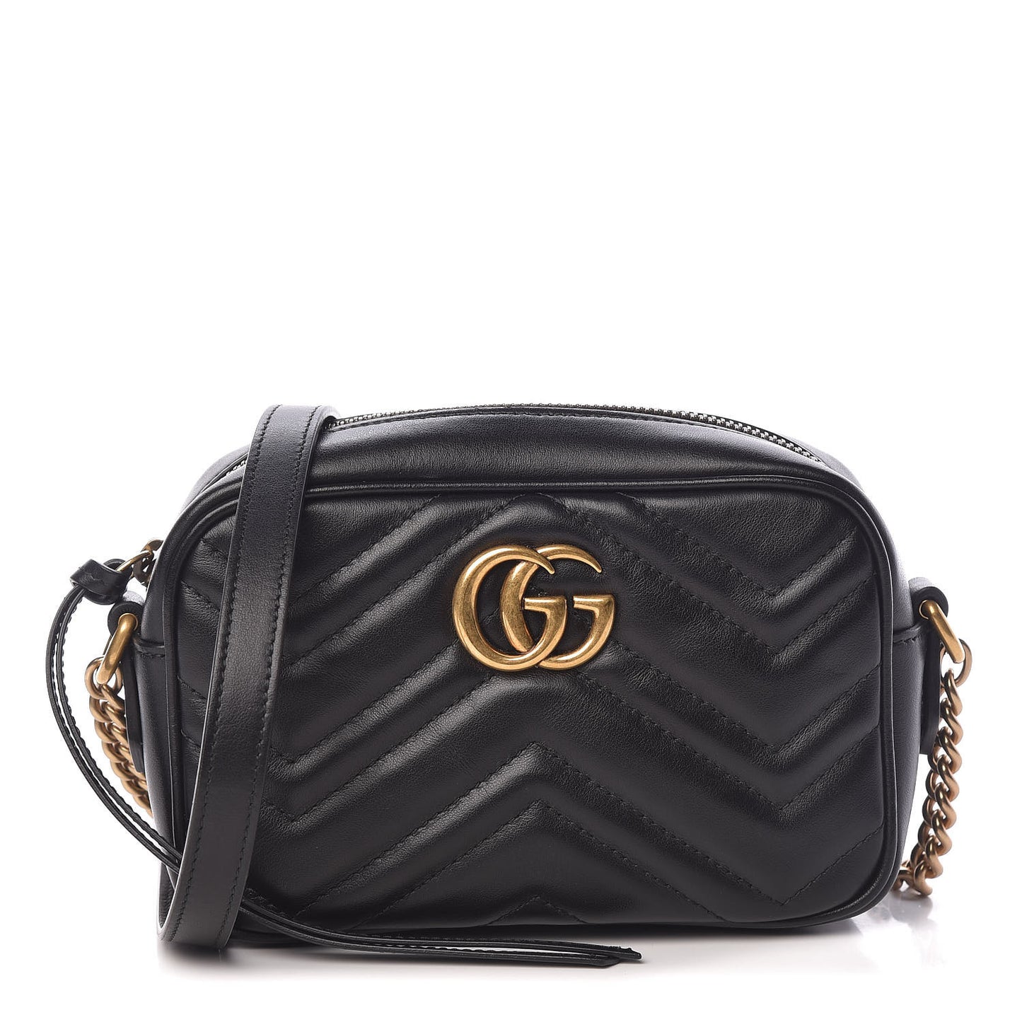 Calfskin Matelasse Mini GG Marmont Chain Shoulder Bag Black