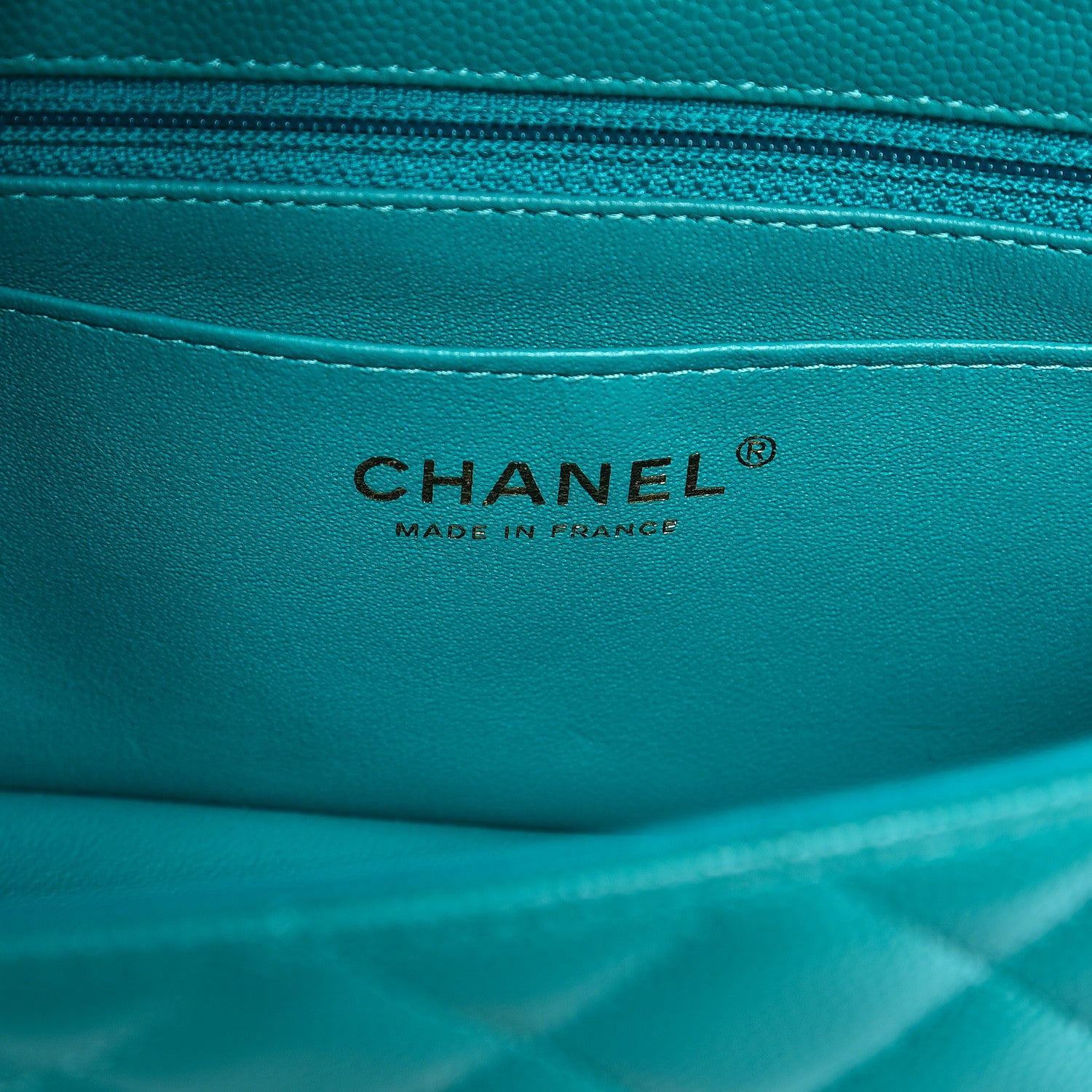 Chanel Caviar Quilted Mini Rectangular Flap Turquoise 6 of 7
