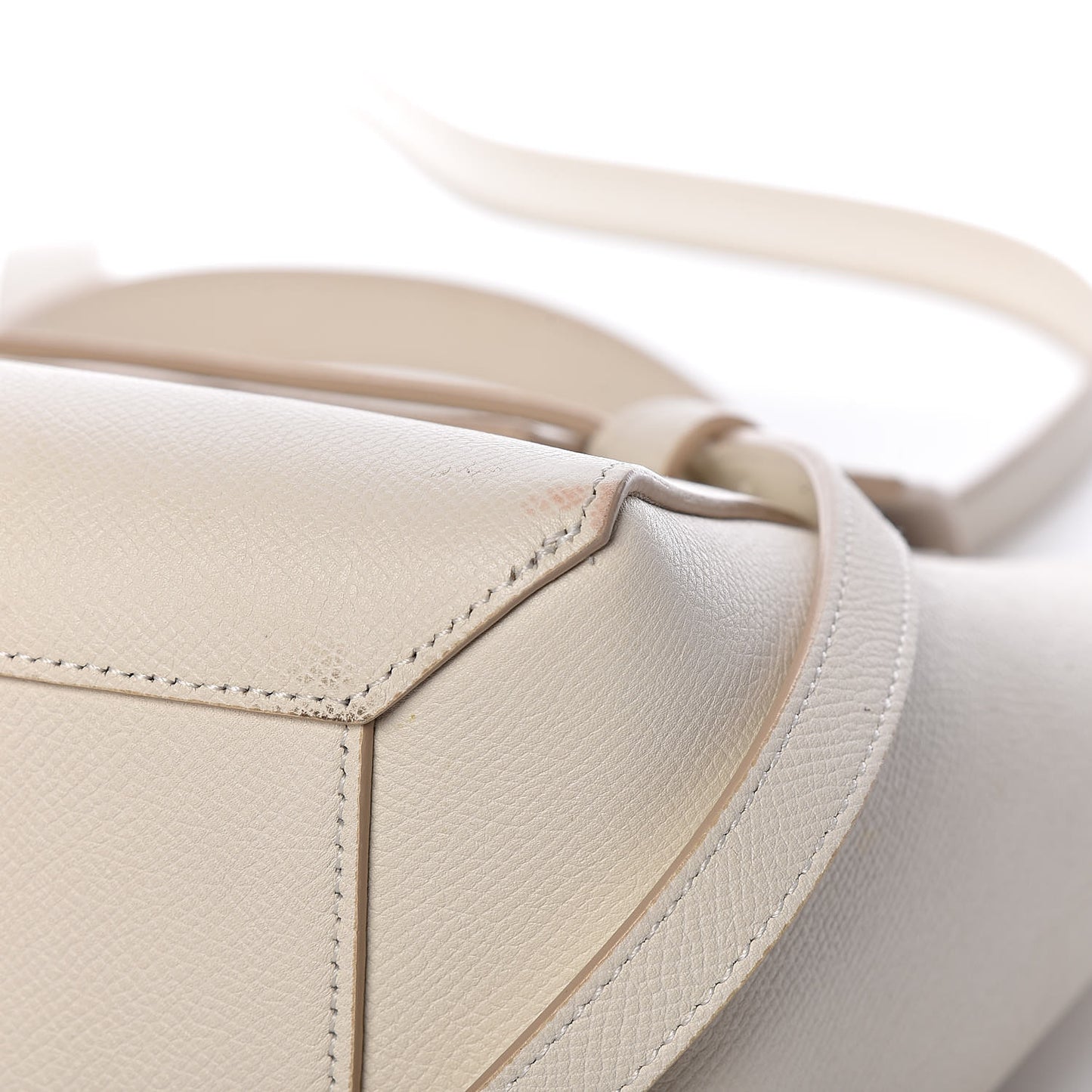 Grained Calfskin Micro Belt Bag White