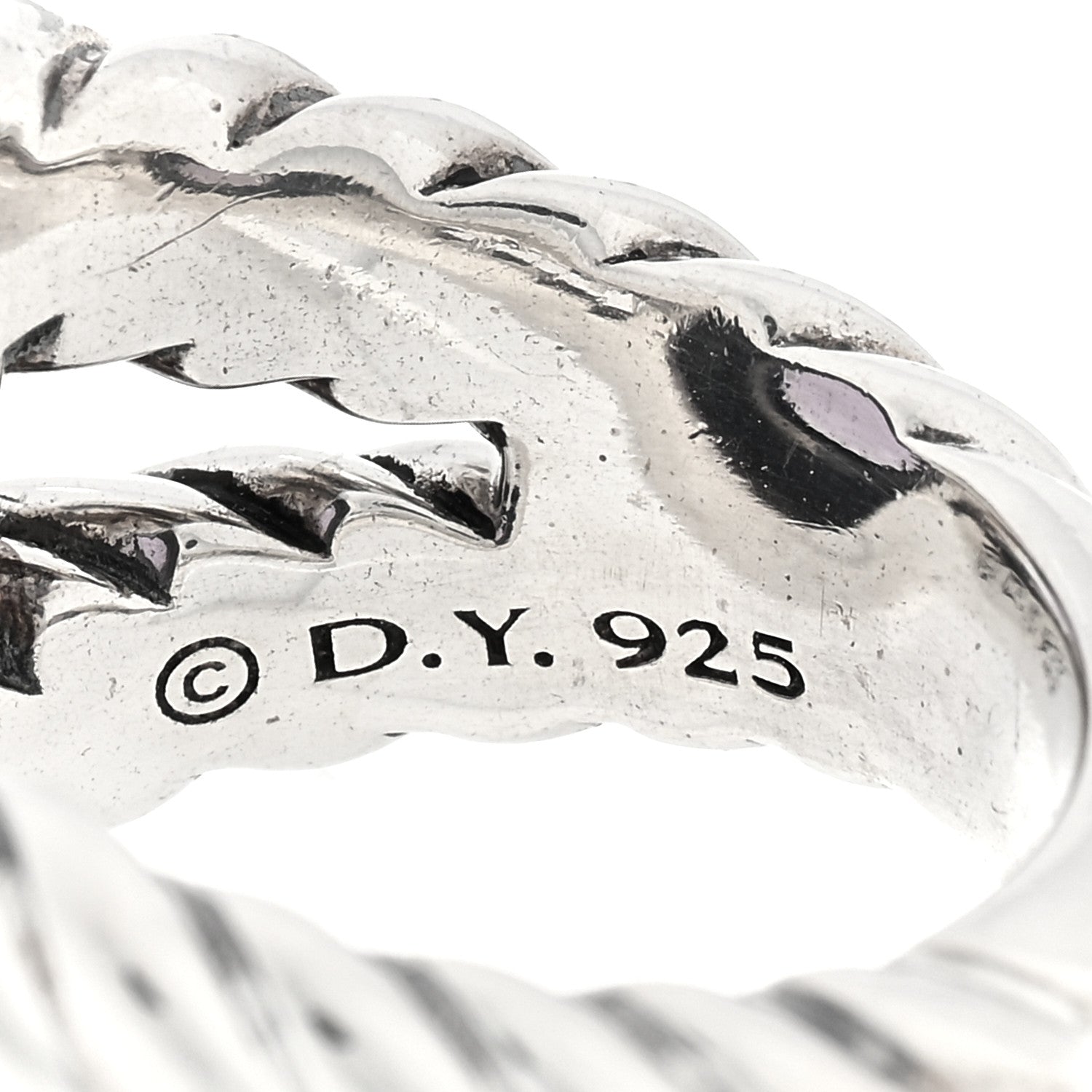 David Yurman Sterling Silver Diamond Amethyst 14mm Midnight Melange Ring 52 6 4 of 4