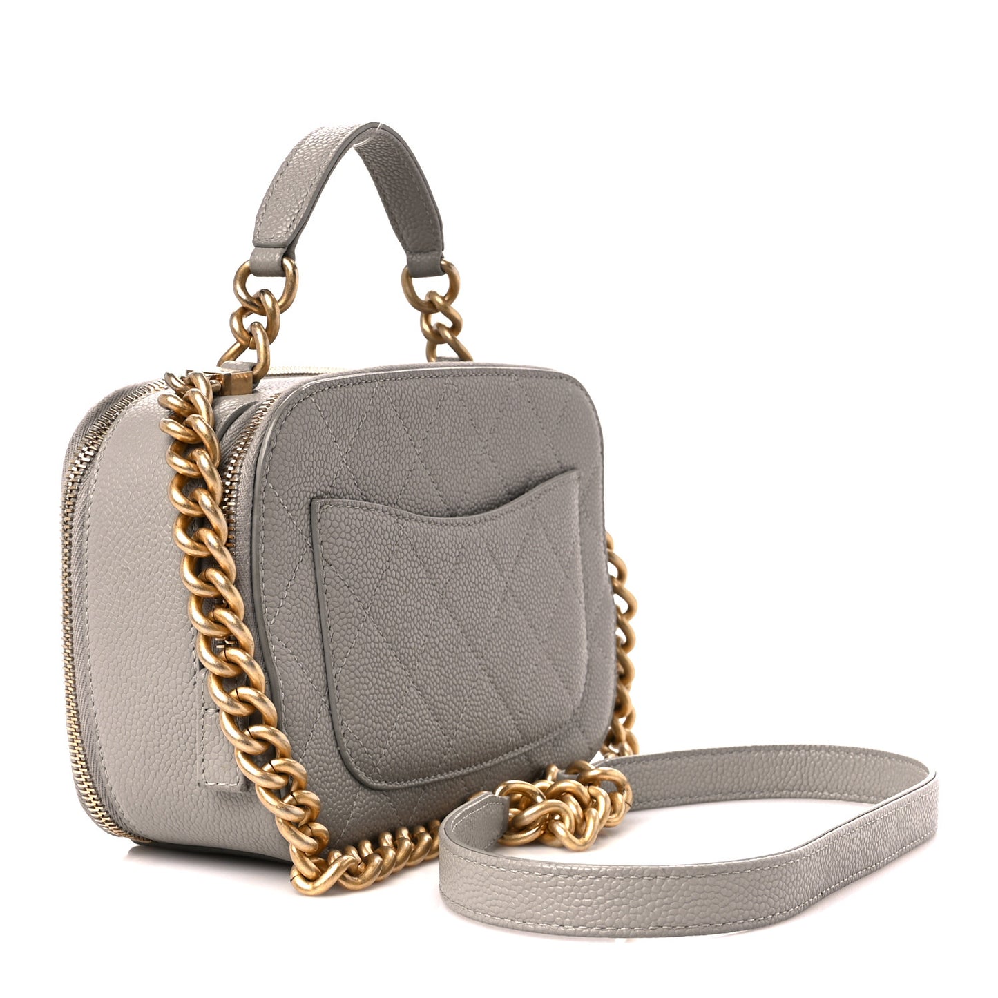 Caviar Quilted Small Camera Case Grey