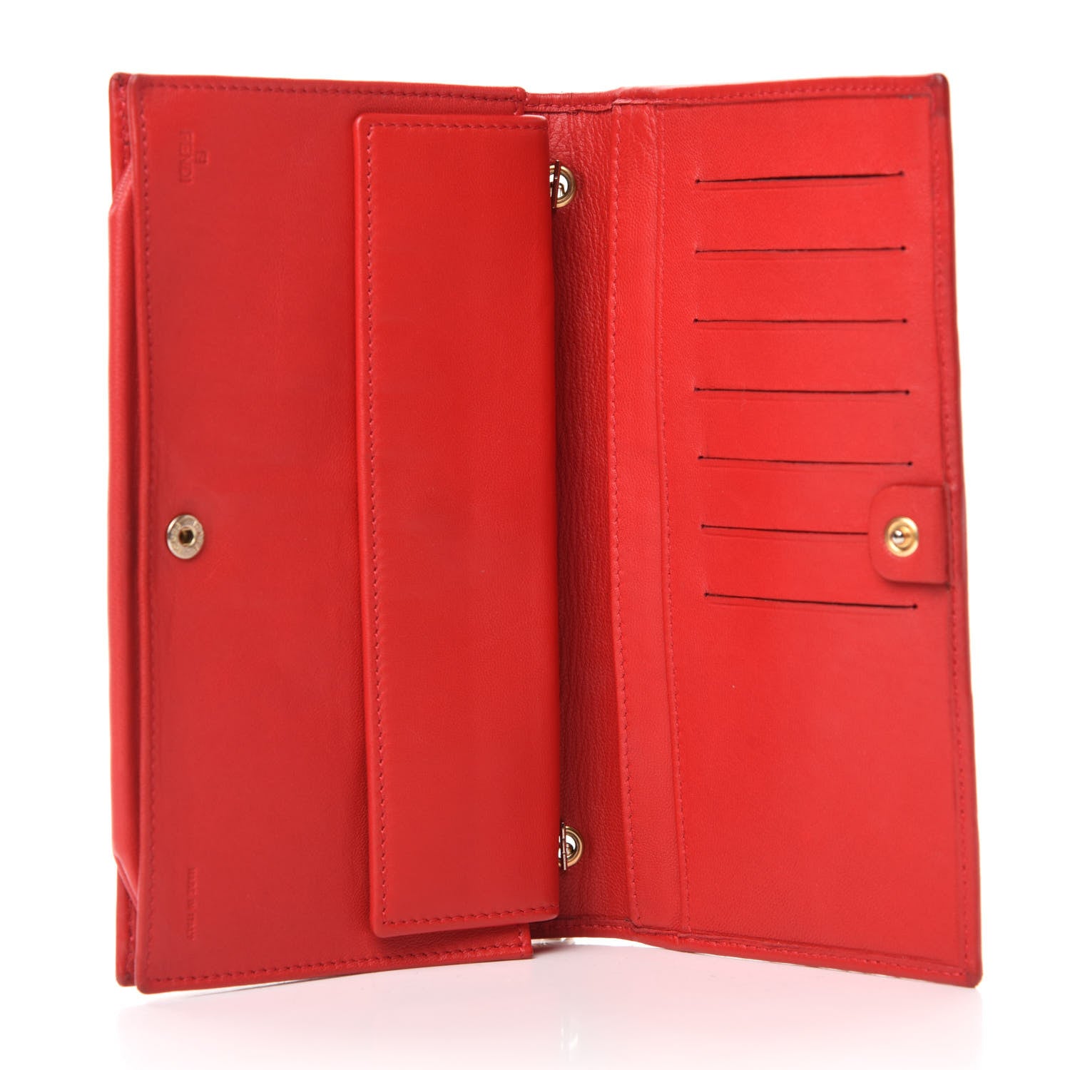 Fendi Nappa Logo Embossed Long Wallet on Chain Rosso 5 of 11
