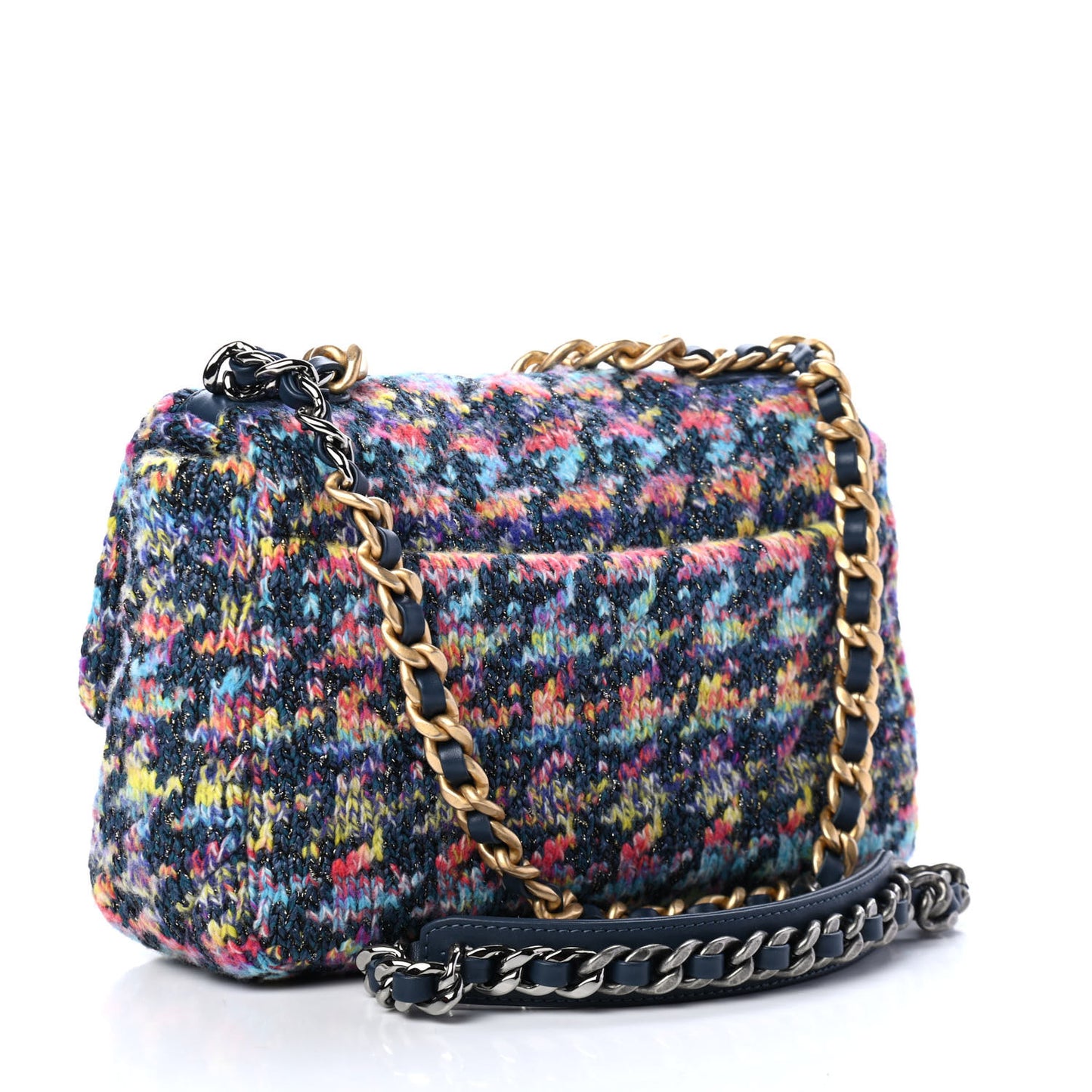 Tweed Quilted Medium Chanel 19 Flap Dark Multicolor