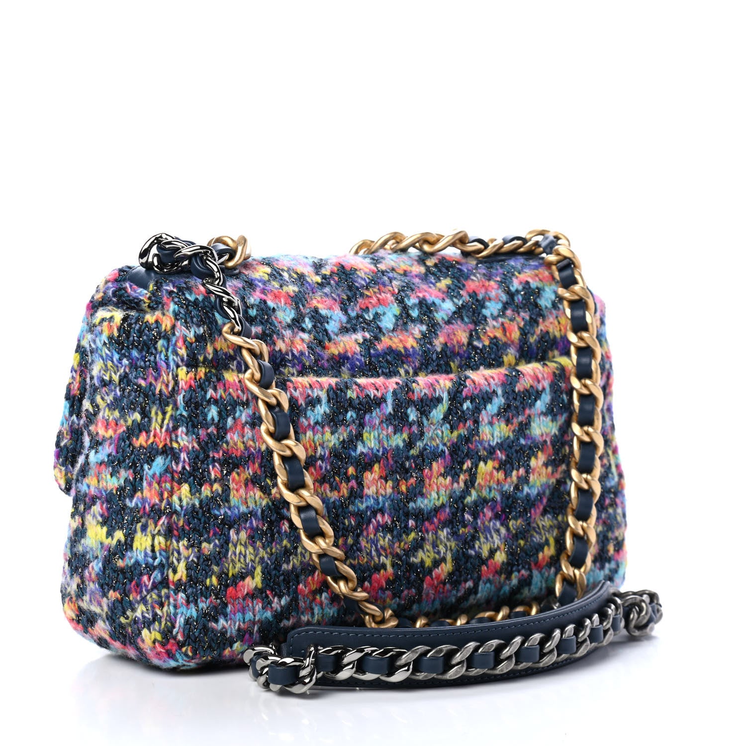 Chanel Tweed Quilted Medium Chanel 19 Flap Dark Multicolor 2 of 4