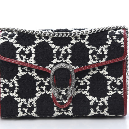 Gucci Tweed GG Monogram Mini Dionysus Chain Wallet Black White Romantic Cherry 8 of 10