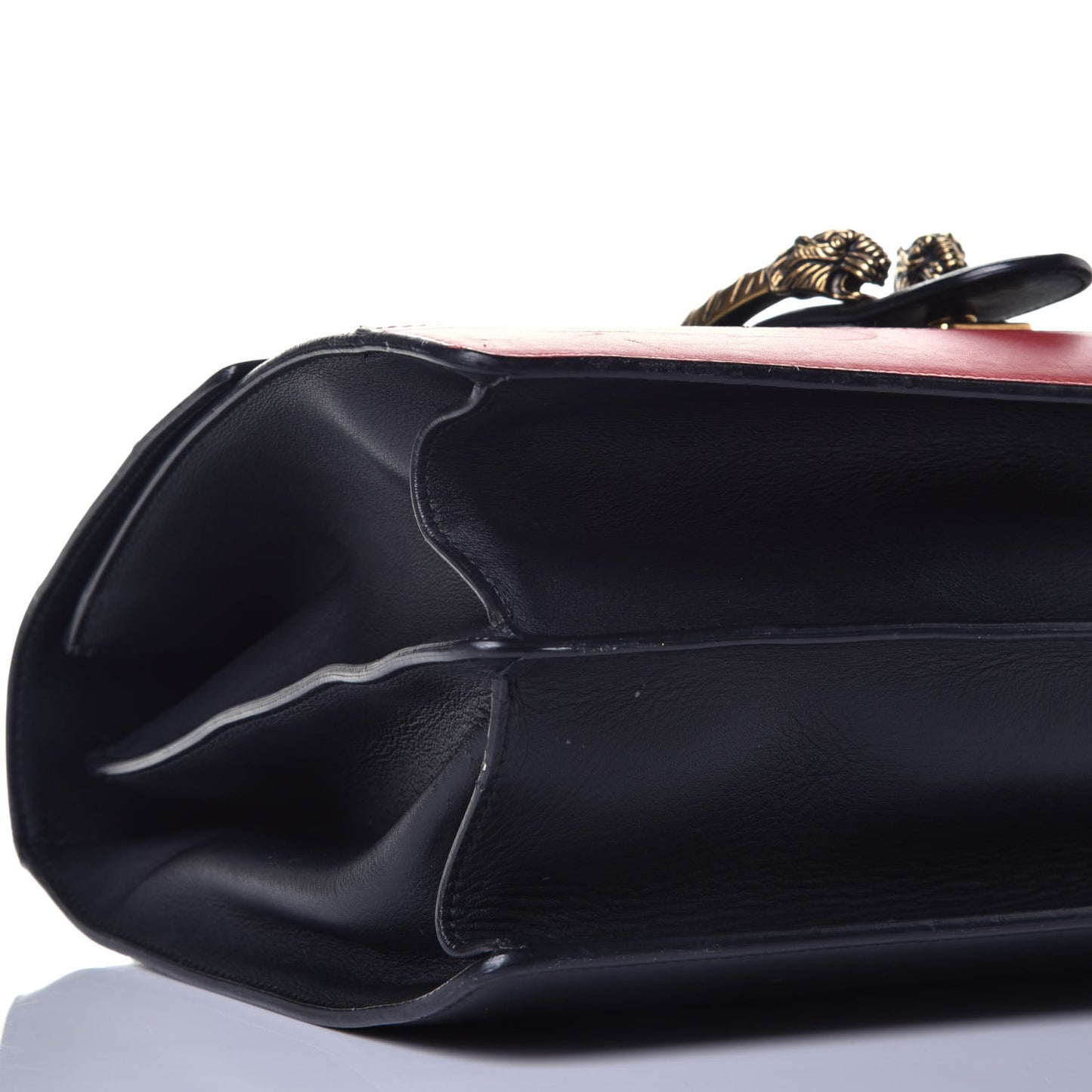 Calfskin Bamboo Web Large Dionysus Top Handle Bag Black Bright Evergreen Hibiscus Red