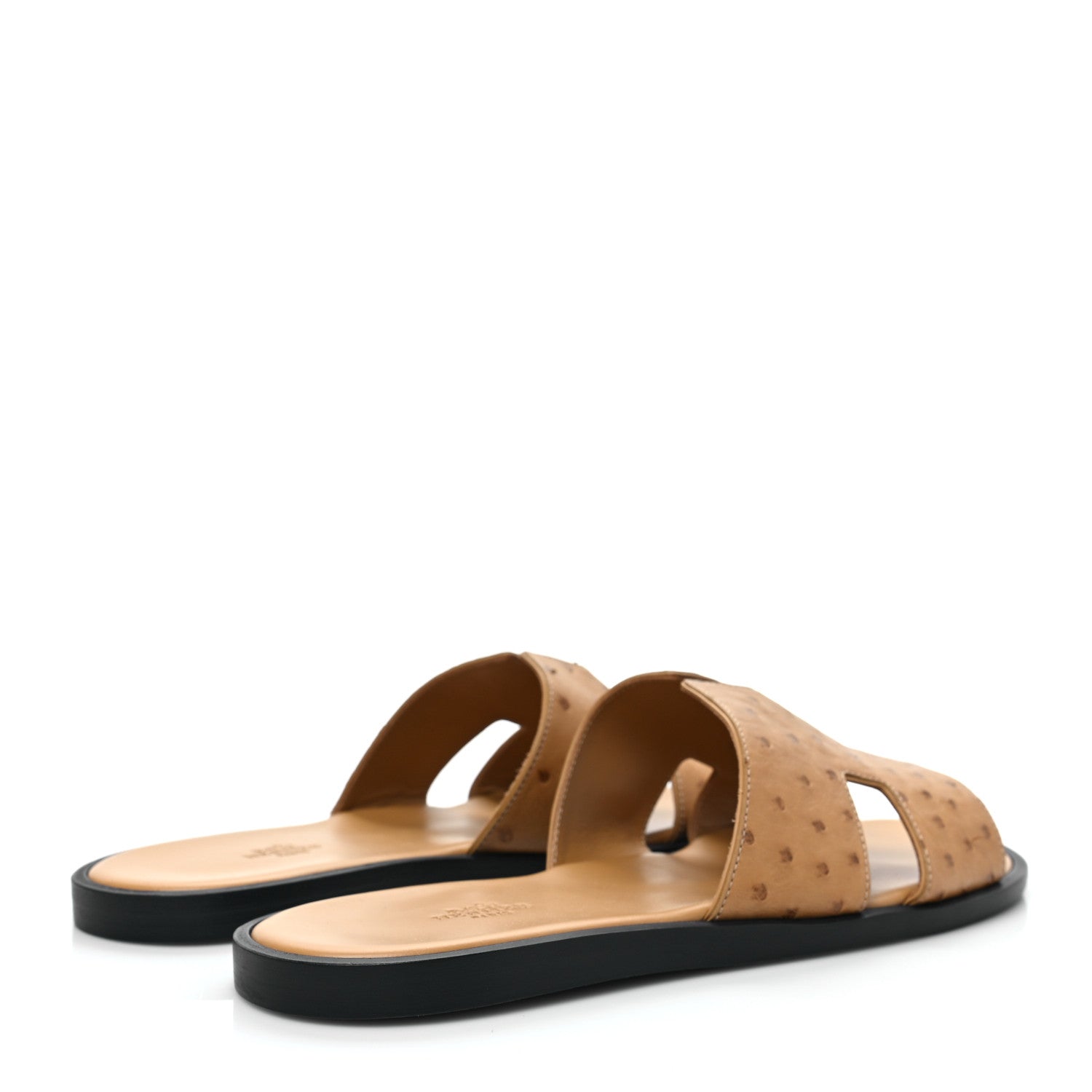 Hermes Ostrich Mens Izmir Sandals 44 Brun Fauve 4 of 9