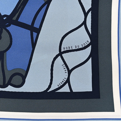 Hermes Silk Gavroche Robe Du Soir Pop DJ Scarf 45 Ciel Marine 2 of 3