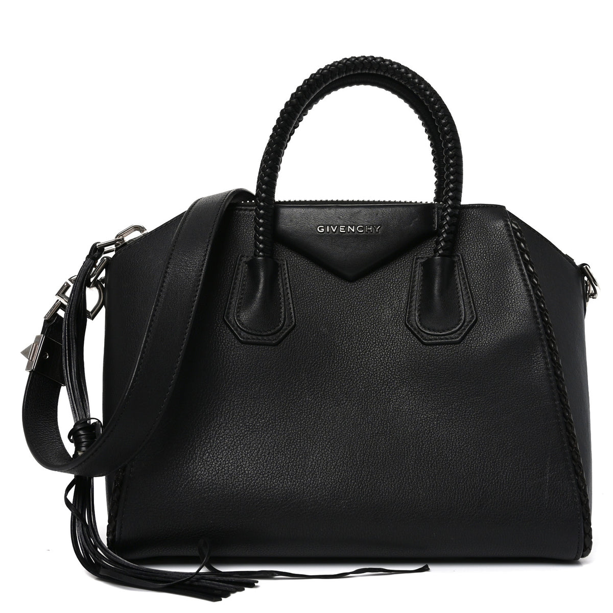 Calfskin Braid Small Antigona Black