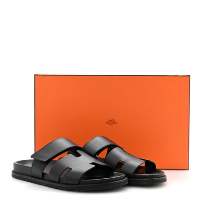 Hermes Calfskin Womens Chypre Sandals 40 Black 10 of 10