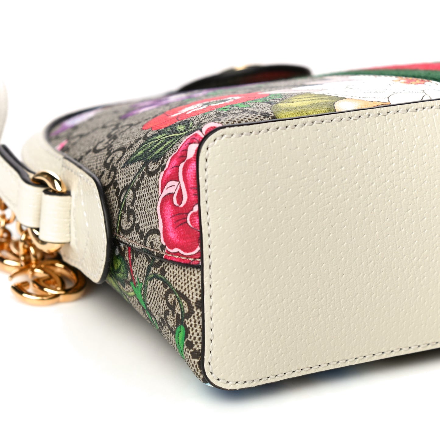 GG Supreme Monogram Flora Web GG Small Ophidia Dome Shoulder Bag White