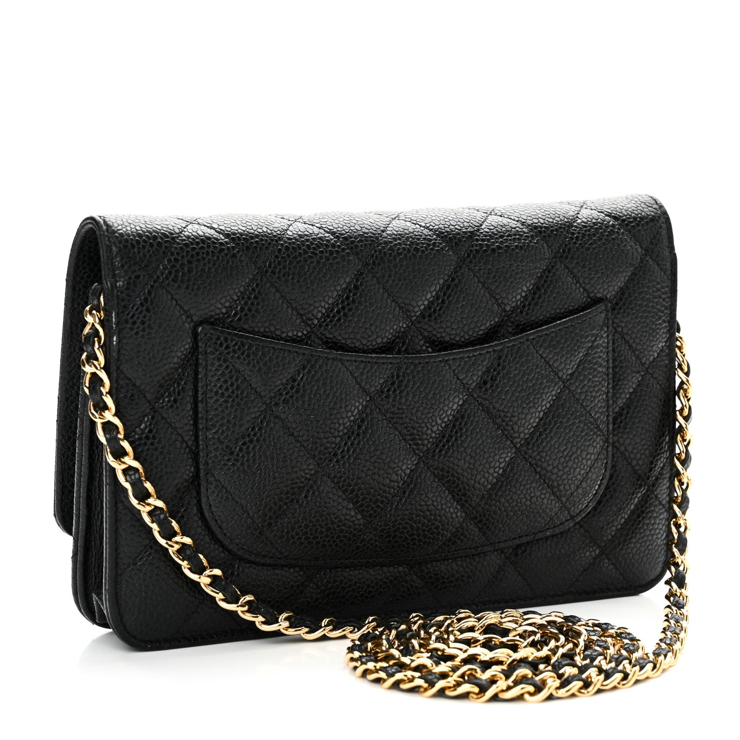 Caviar Quilted Wallet on Chain WOC Black