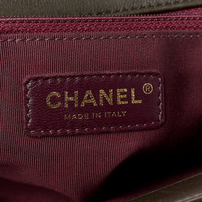 Chanel Calfskin Quilted Medium Gold Bar Top Handle Flap Dark Khaki 6 of 11