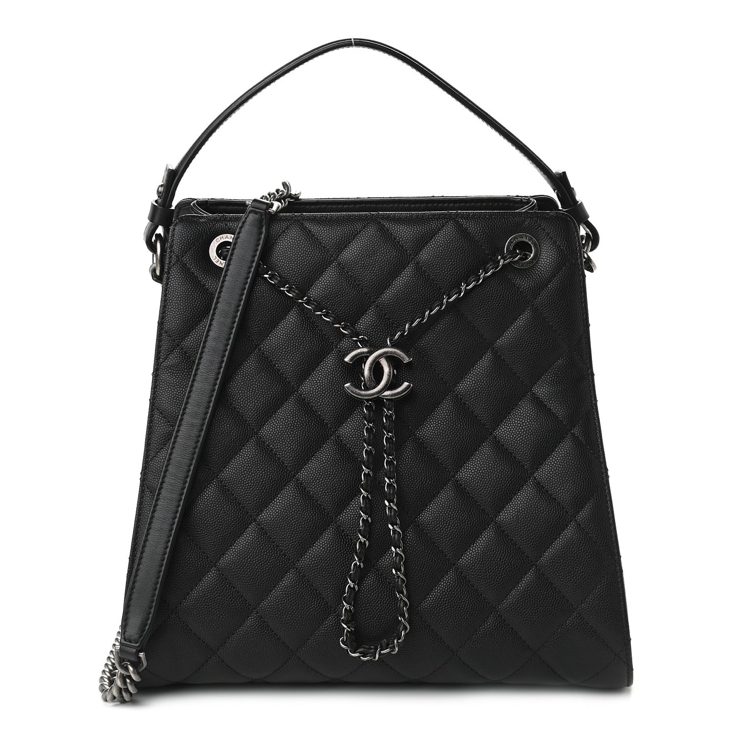 Caviar Quilted Medium CC Bucket Bag Black