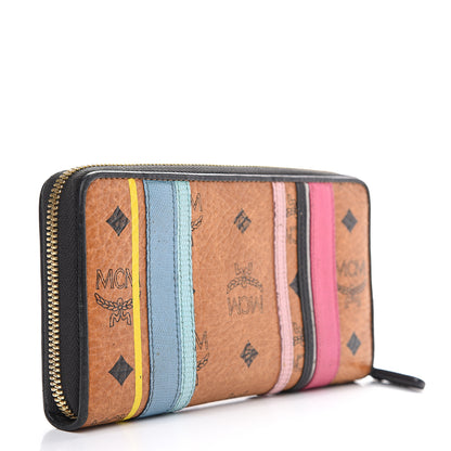 MCM Visetos Striped Zip Around Wallet Cognac 2 of 11