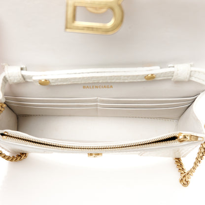 Balenciaga Shiny Calfskin Crocodile Embossed Hourglass Chain Bag White 5 of 13