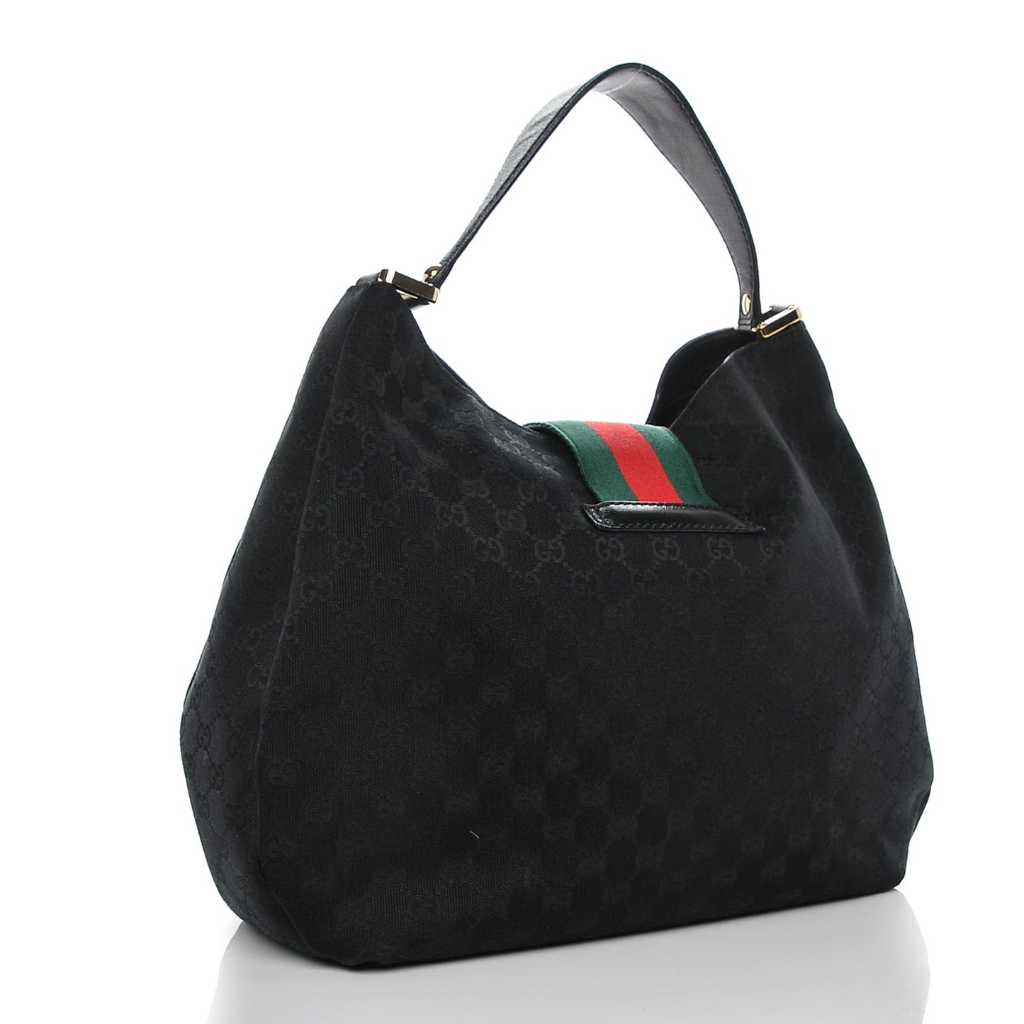Monogram Large New Ladies Web Hobo Black