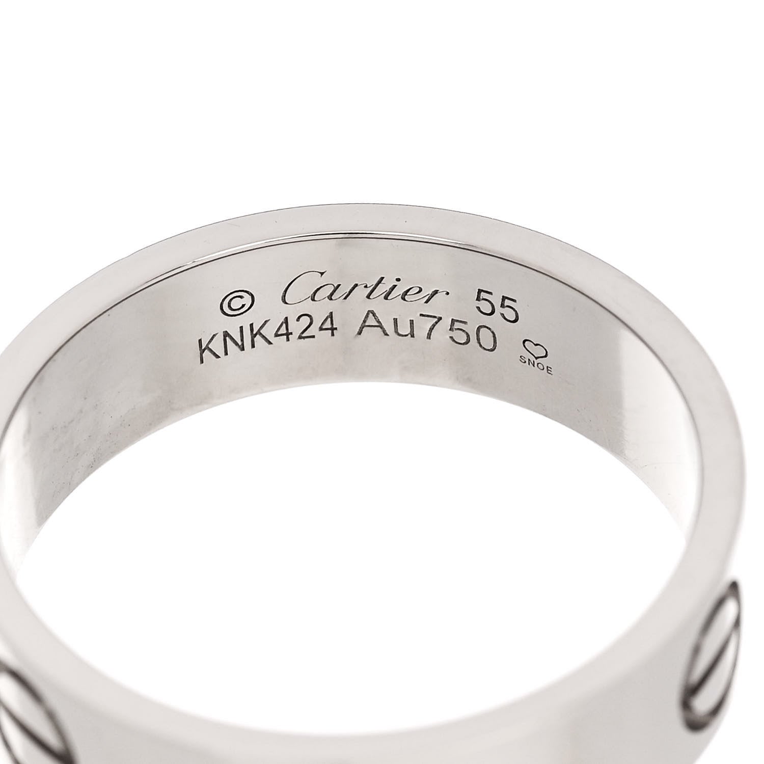 Cartier 18K White Gold 5.5mm LOVE Ring 55 7.25 4 of 6