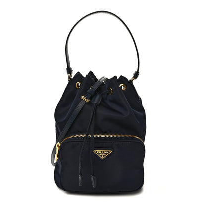 Prada Saffiano Tessuto Nylon Mini Bucket Crossbody Bag Navy 1 of 8