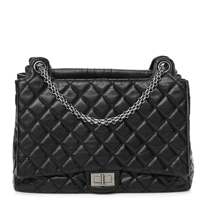 Chanel Metallic Aged Calfskin Quilted Reissue 2.55 Accordion Flap Black 1 of 10