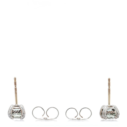 David Yurman Sterling Silver Diamond Prasiolite 9mm Chatelaine Earrings 3 of 4