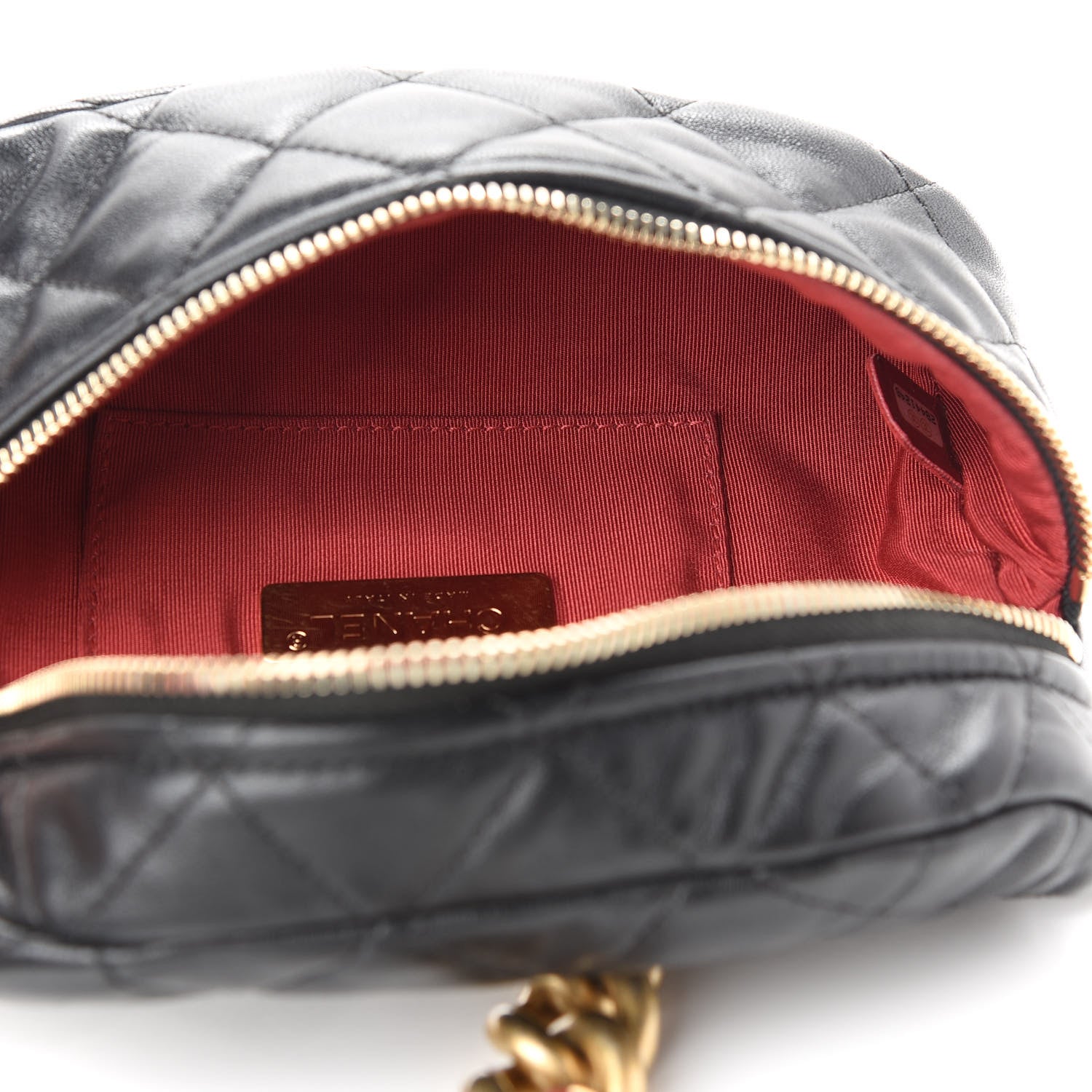 Chanel Lambskin Quilted Linked In Waist Bag Black 5 of 10